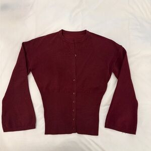 Burgundy Button-Up Cardigan